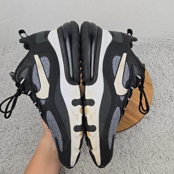 Nike Mens 11 Air Max 270 React Optical Black Vast Grey Daily Sneaker AQ4971-001 - Picture 7 of 12